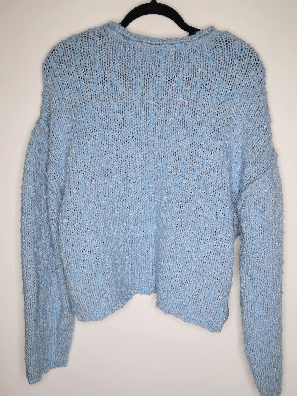 NWT Free People Firefly Pullover Light Blue Bouclé Open Knit Scoop Neck Sweater - Picture 4 of 12